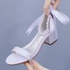 Plus Size Shoes for Women Summer Elegant Women White Platform High Heel Party Evening Wedding Sandals Peep Toe Slip On Shoes