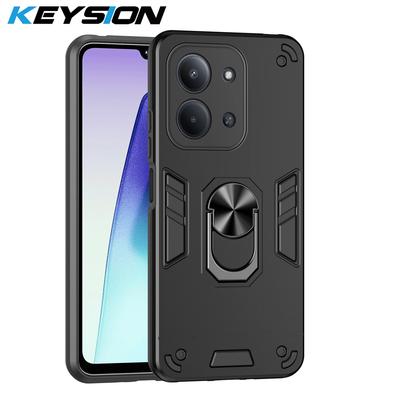 KEYSION Αντικραδσμική Θήκη Armor για Xiaomi POCO C85 Μαλακή Σιλικόνη+PC Μεταλλικό Δαχτυλίδι Στήριξης Κάλυμμα Πίσω Μέρους Τηλεφώνου για Redmi 15C