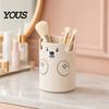 Macaron Colors Desk Organizer Cute Bear 2-in-1 Pen Holder & Phone Stand, Organizer, Large with Stand Capacity Storage for Pens Makeup Brushes Scissors