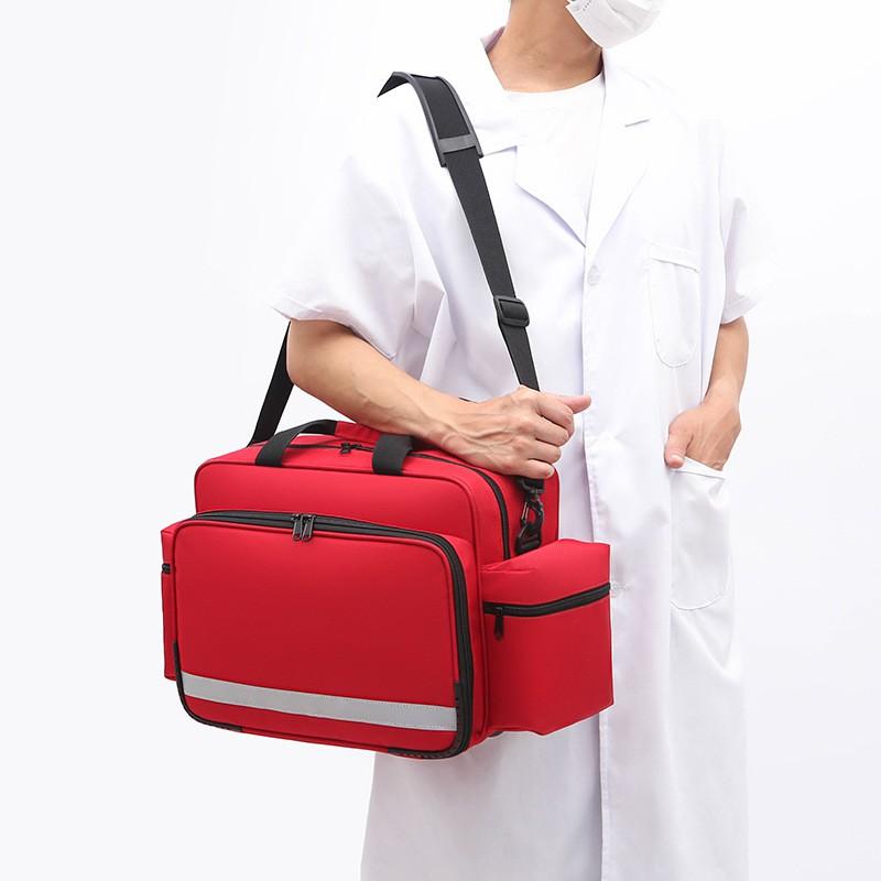 Large Capacity Waterproof Emergency Medical Bag Community Health Workers Outdoor Training First Aid Kit Red