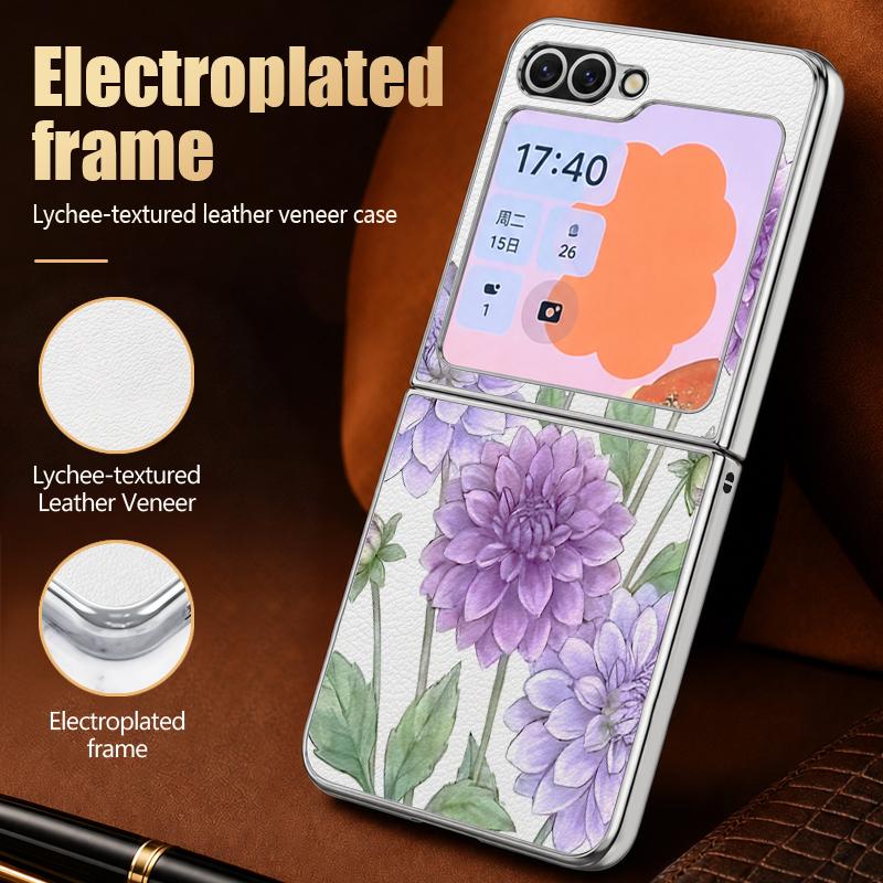 Vintage Clover Floral Case For Samsung Z Fold 8 Ultra 7 6 5 Luxury Plating Leather Skin Hard Phone Cover For Galaxy Z Fold8 Fold7 Fold6