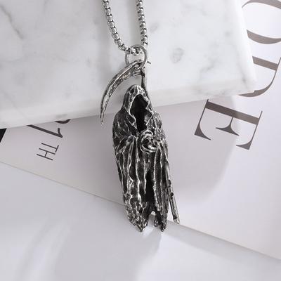 Death Skull Necklace Bouncing Trend Brand European and American Sweater Chain Accessories Domineering Versatile Men's and Women's Pendants