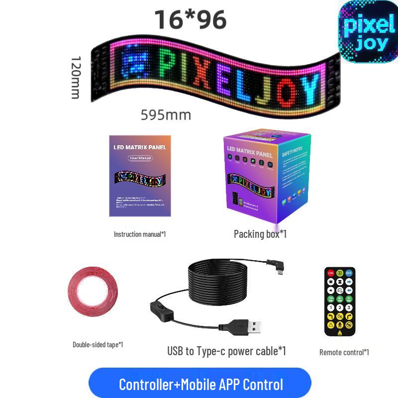 LED Full-Color Bluetooth Interactive Car Screen Sticker - Waterproof & DIY