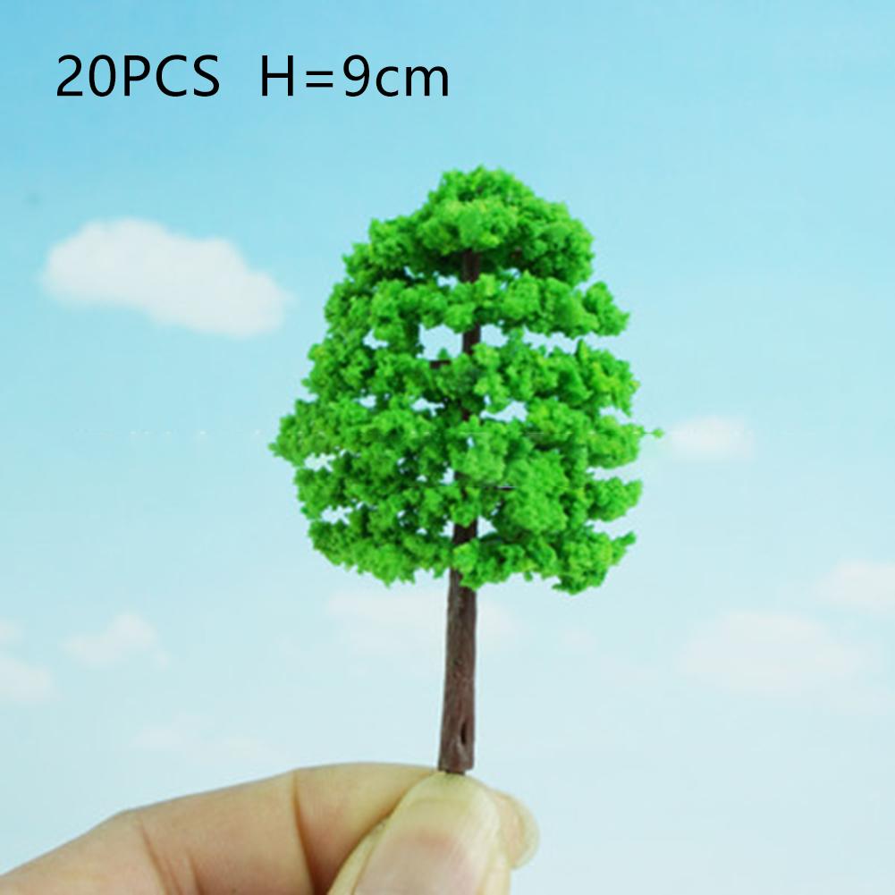 20pcs 9/5cm Mini Model Trees For Train Layout Railway Railroad Diorama Wargame Park Landscape Scenery Miniature Fake Model Trees