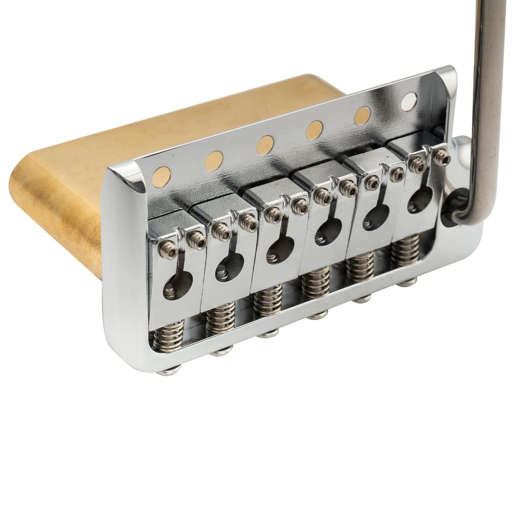 Musiclily Ultra Brass Tremolo Unit Bridge PRS Type Knife Edge for Strat ST Electric Chrome 10.5mm 6-Point Guitar,