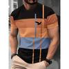 3D-Printed Color-Striped Men's T-Shirt Ship Anchor Pattern Short-Sleeve T-Shirt Harajuku Street Style Round-Neck T-Shirt Apparel