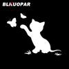 BLKUOPAR Cat And Butterfly Car Stickers Funny Animal Decal Occlusion Scratch Die Cut Windshield Surfboard Car Decoration