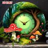 D Flat A Vintage Metal Sign In a D Flat Design Showcasing a Mushroom Forest with a Clock Face Perfect for Retro Diner Dec