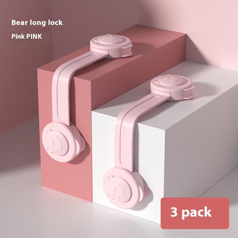 

3Pcs/Lot Child Lock Protection Of Children Baby Drawer Anti-Opening Cabinet Door Refrigerator Anti-Pinch Safety Lock Buckle розовый