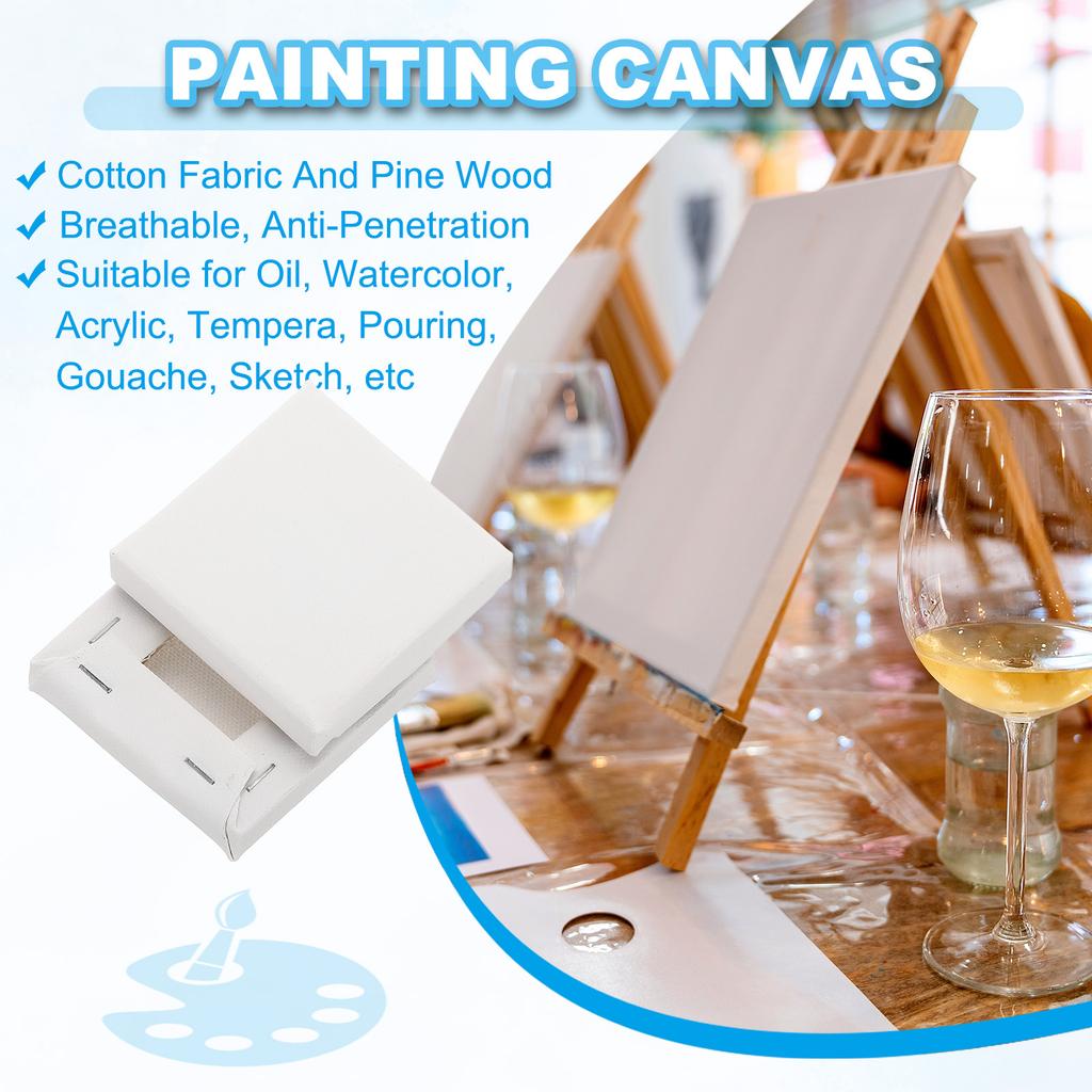6-40Pcs White Blank Square Artist Canvas Pine Wood Board Frame Cotton Artist Canvas Boards for Oil Painting Acrylic Watercolor