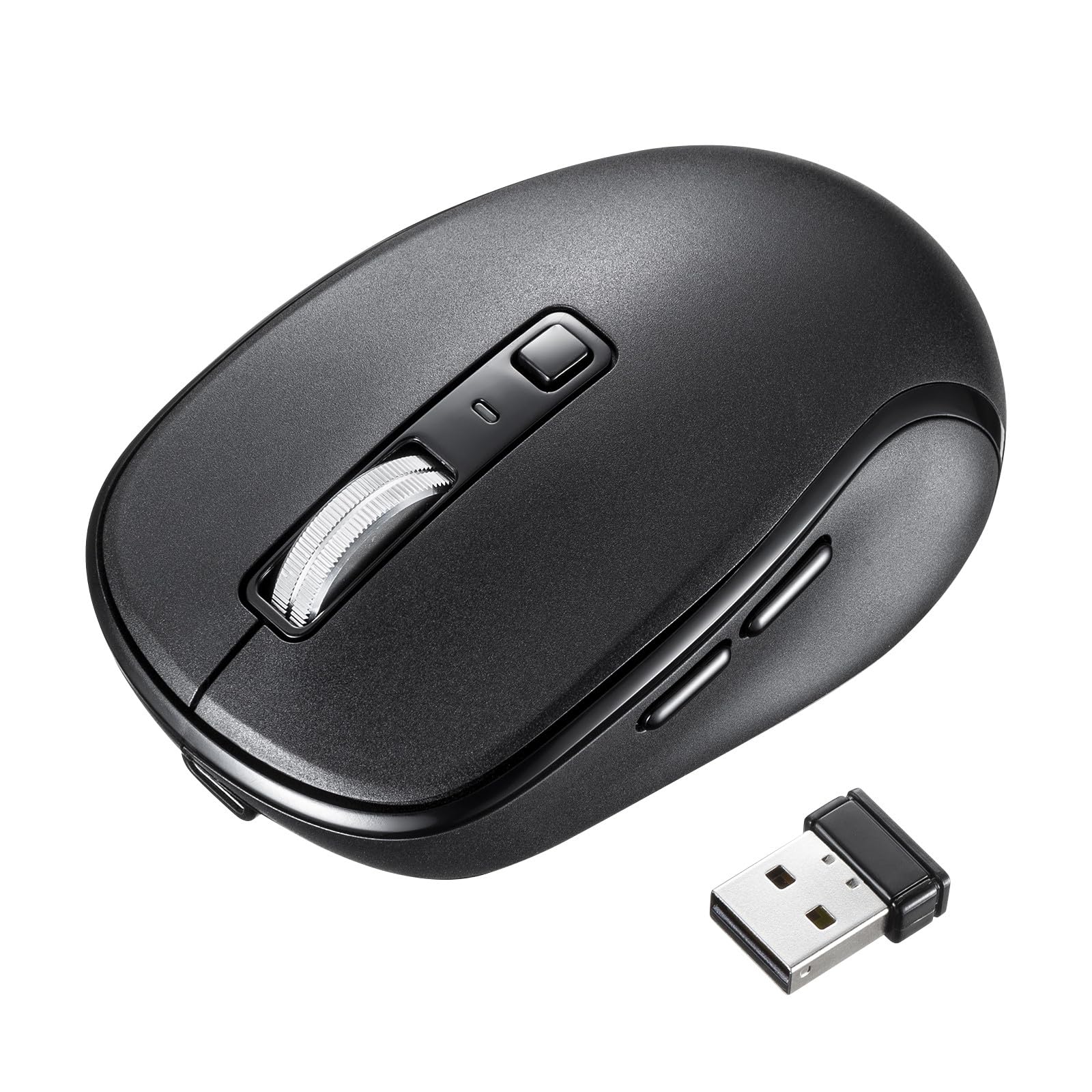 

Sanwa Supply Bluetooth and Wireless Silent 5 Mouse, Compatible, Buttons, Rechargeable, Buttons, Small, Black, MA-WBBS519BK чорний