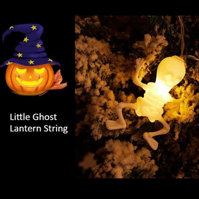 Halloween Skull String Lights LED Spooky Ghost Battery Operated Fairy Lights for Indoor Outdoor Home Yard Horror Party Decor