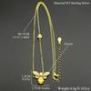 925 Sterling Silver Bee Yellow Full Zircons Pendant Necklace for Women Girl Gold Color Charms Choker Chain Statement Jewelry