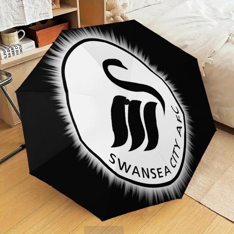 Swansea City Crest Automatic Folding Umbrella - 8-Rib Travel Umbrella with Auto Open/Close & Portable Gifts for Holidays or Birthdays