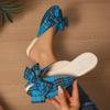 Summer Baotou Slippers Retro New Round Toe Shallow Mouth Cloth Surface Cutout Plaid Bow Soft Sole Non-slip Flats