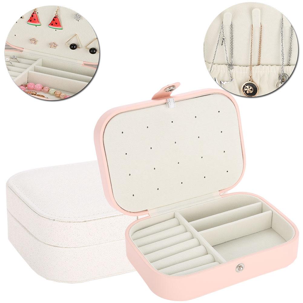 Portable Jewelry Box Earring Ear Stud Ring Necklace Holder Storage Organizer Case