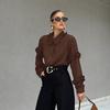 Spring Autumn Fashion Women's Cotton Blouse Long Sleeve Lantern Sleeve Ruffle Accent Loose Fit Chic Top Elegant Everyday Shirt