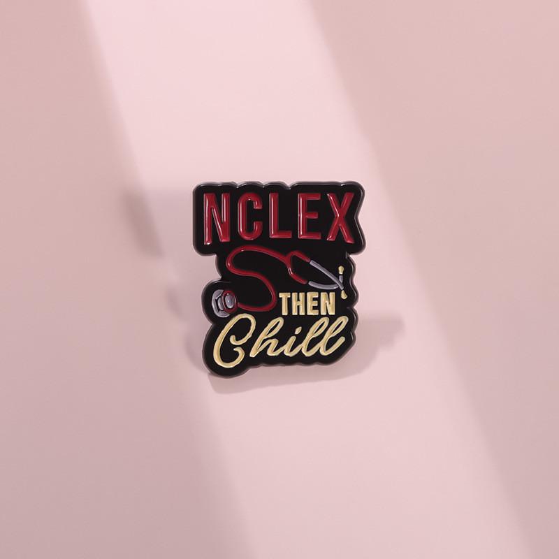 Alloy Letter Charming Brooch With Geometric Style For Medical Themed Fashion Accessories