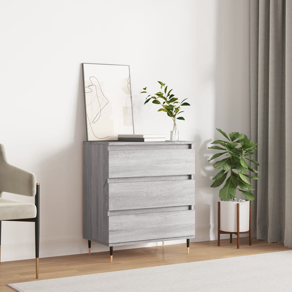Chest of Drawers, Grey Sonoma Oak, 60X35X70 Cm, Wood-based Material