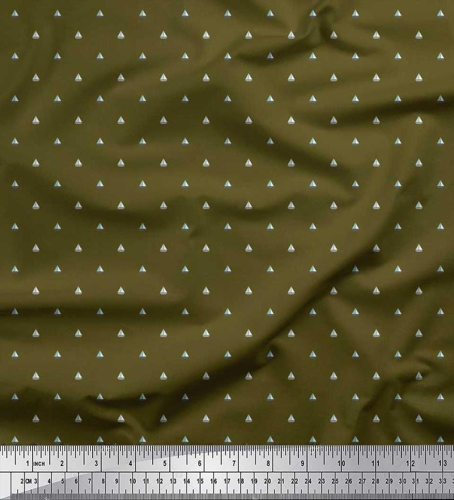Soimoi Japan Crepe Satin Fabric Sailboat Shirting Fabric Prints By metre 42 Inch