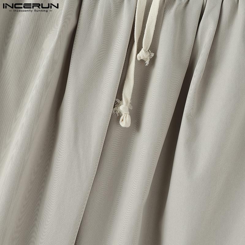 INCERUN Pánské kalhoty se stahovací šňůrkou Ležérní Elastický pas Dlouhé Volné Nadměrné Kalhoty