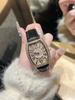 Cross-border Wine Barrel-shaped Diamond-encrusted Women's Watch Large Dial Internet Celebratory Same Digital Silver Case Quartz