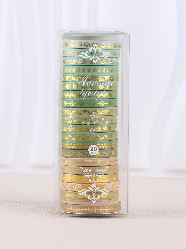 20 Rolls/Box Fine Delicate Bronzing Washi Tape , Masking Tape For Design and Diy, For Precision Work ,Scrapbook Supplies