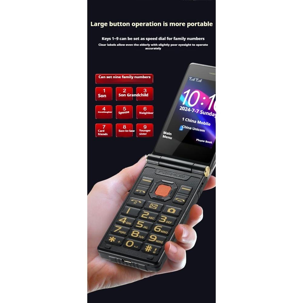 Dual-Screen Full Netcom Klapphülle für Senioren Dual-SIM Große Schriftzeichen Mobiltelefone