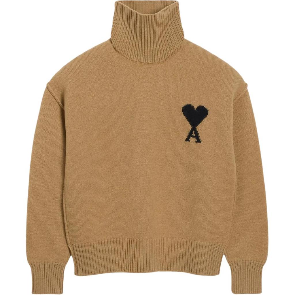 Ami Paris Ami De Coeur Turtleneck Logo Intarsia Knit Jumper UKS839018288