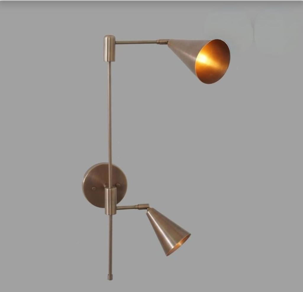 Wall Sconce Double Cone Stilnovo Style Brass Wall Lamp Mid Century Modern Bedside Light Wall Mount Sconce Home Decor Lighting New Home Gift