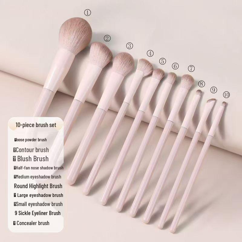 Peach Blossom Makeup Brush Set: Blush, Eyeshadow, Contour, Blending, Foundation Brushes.
