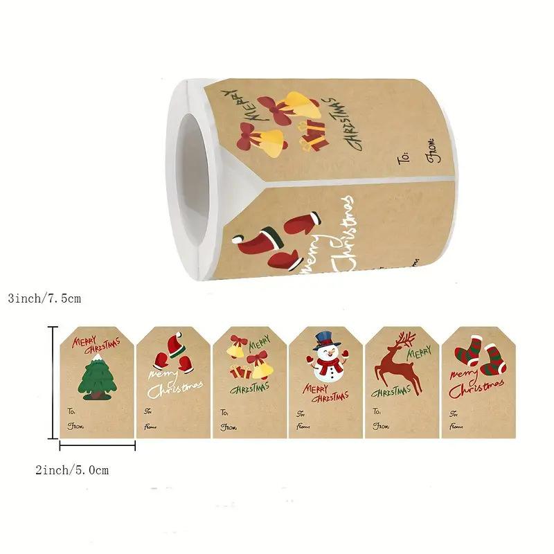 250pcs/roll Merry Christmas Stickers Santa Snowman Gift Tags Paper Seal Label DIY Scrapbooking Crafts 2025 New Year Party Decor