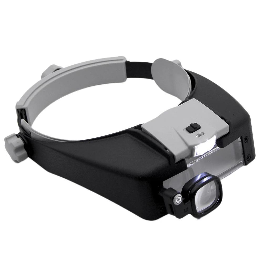 Hands-Free LED Magnifying Glasses Head Mount 1.5X 6X 8X Loupe for Close Work Soldering Watch Repair Hobby