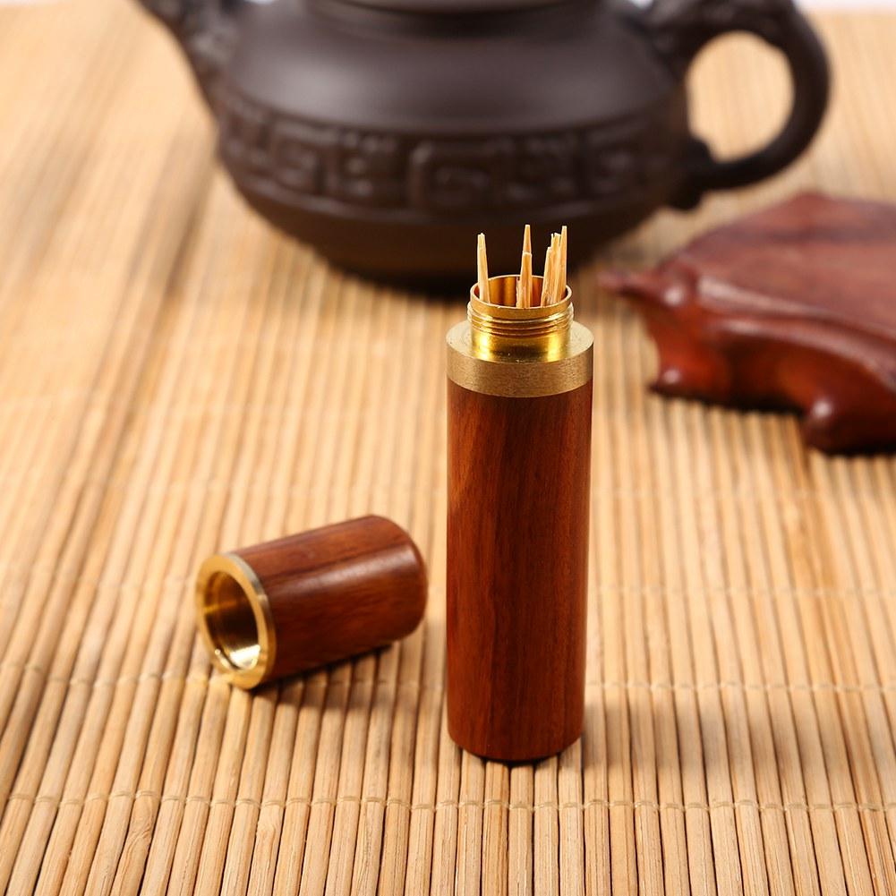 Natural Wood Tootick Holder Capsule Case Portable   Craft (Blackwood)