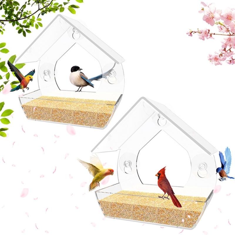 Clear Window Mounted Bird Feeder 360 Degree Visibility Window Feeder For Home Or Office Use Bird Observation Accessory