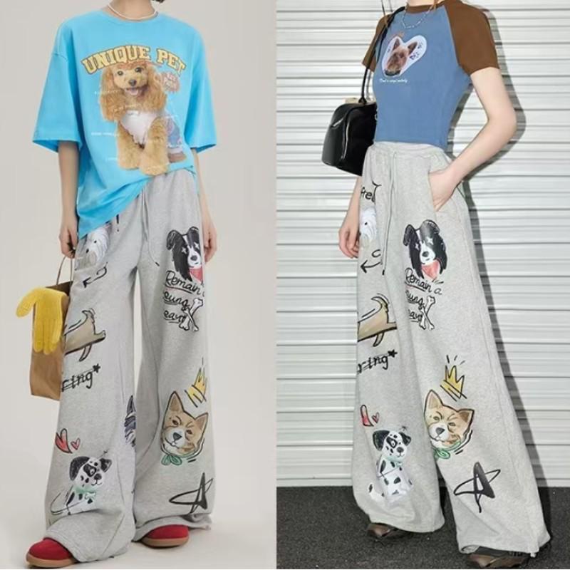 Women's Trendy Loose Fit Hip Hop Sweatpants with Personality Print - Street Dance, Jazz, and Hiphop Style