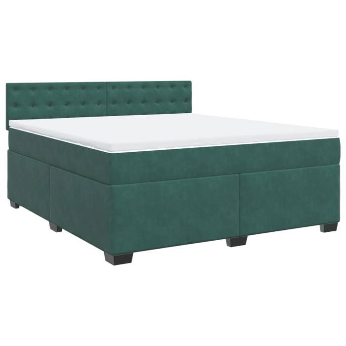 VidaXL Slatted Bed Base and Mattress Dark Green 180x200cm Velvet 3288693