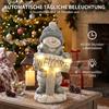 Christmas Decoration Snowman Figure, Illuminated Christmas Statue made of MGO with Welcome Sign, LEDs and Daily Timer