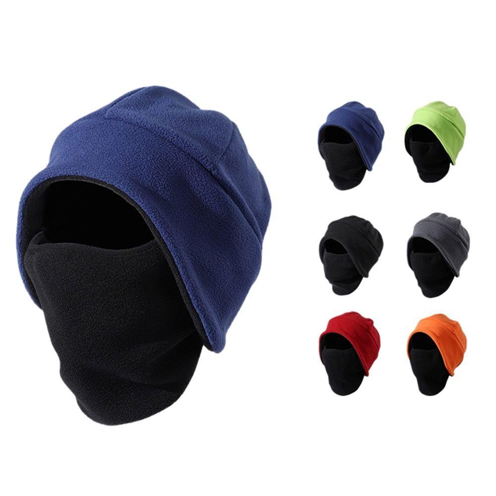 Thicken Fleece Hat Ear Protection Windproof Warm Pullover Hats Unisex Double-layered Headcover Bonnet