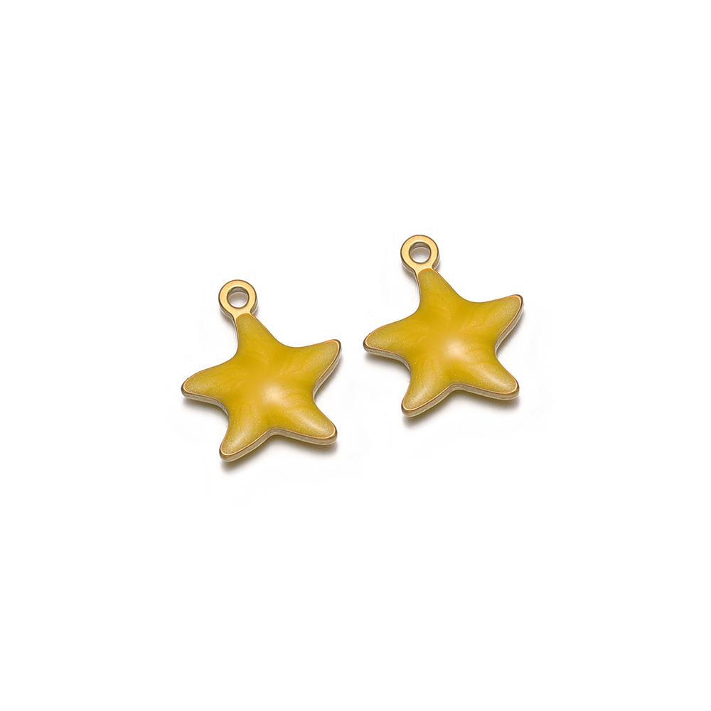 20pcs Stainless Steel Enamel Star Women Girls Cute Bracelet Decoration Summer Necklace Charms DIY Jewelry Accessories Making