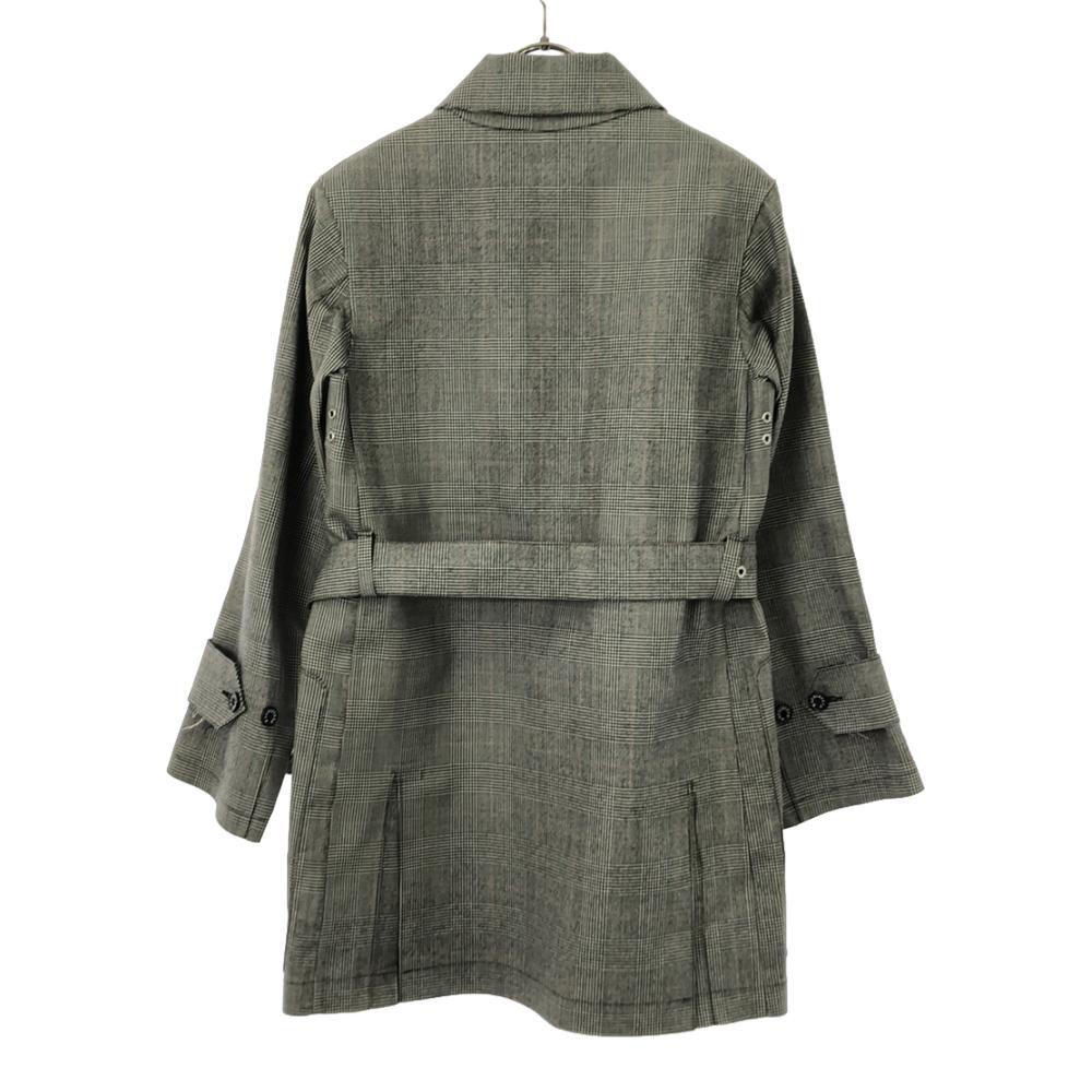 Mackintosh wool Check Pattern Stainless collar coat Men's Used