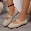 2025 New Large Size Hollow Fly-woven Flat-soled Single Shoes Women's Foreign Trade Breathable Foot Cover Four Seasons Square Head Work Shoes