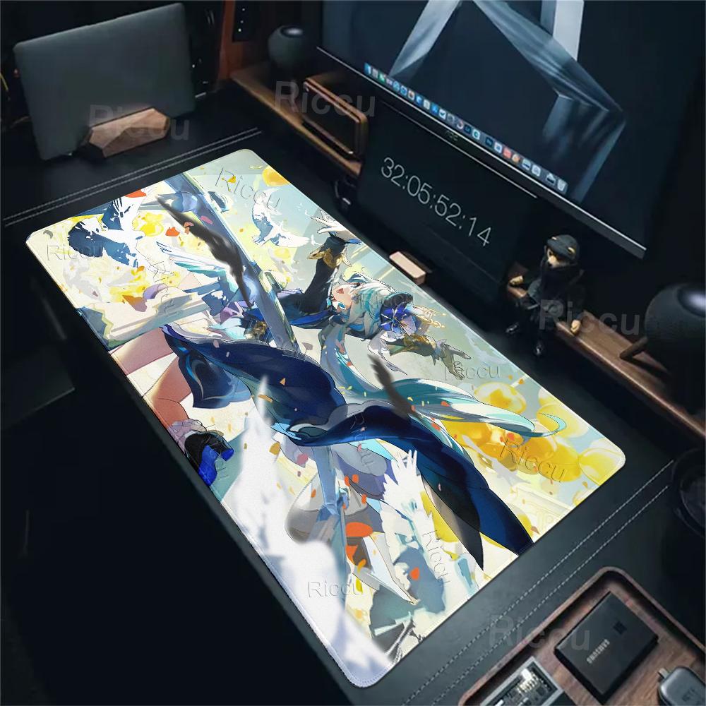 Kawaii Anime Girl Extended Mousepad Furina Genshin Impact PC Professional Desk Mats Non-slip Gamer Aesthetics Table Pad XXL Rugs