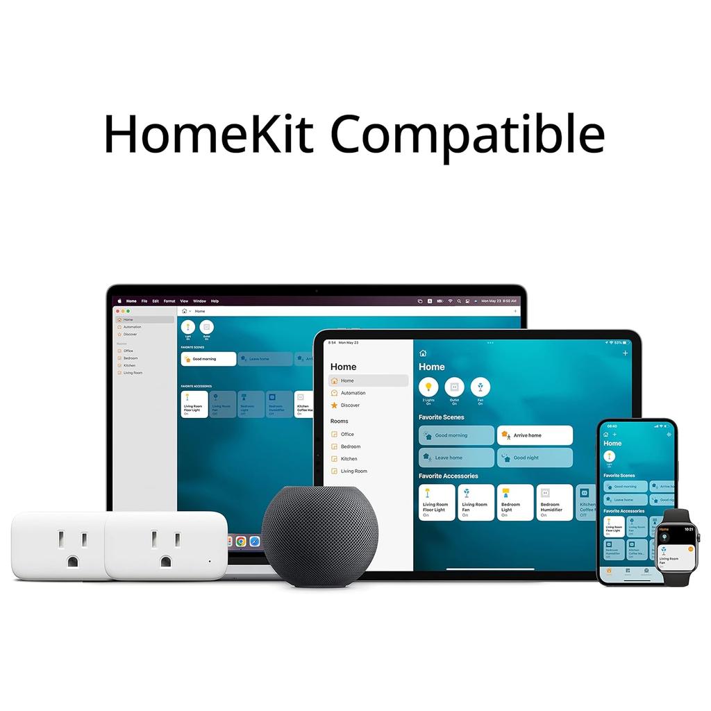 SwitchBot HomeKit Smart Plug Mini 15A, Energy Monitor, WiFi(2.4G Only) Outlet Works with Apple HomeKit, Alexa, Google Home, App Remote Control &