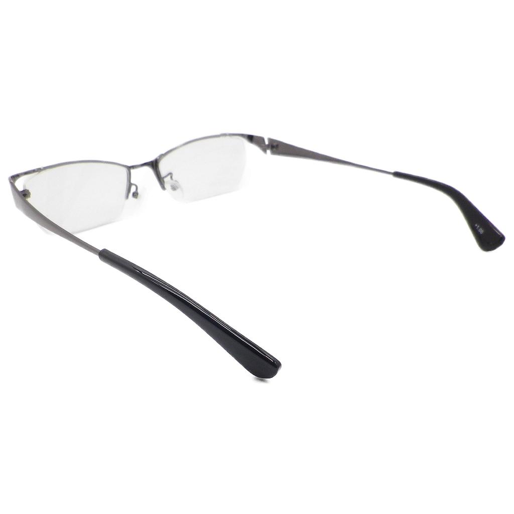 Nagoya Optical Co., Ltd. Stylish and fashionable reading glasses for men: Metal frame, semi-rimless design, MM-01 (Gray (wide), 3.00)