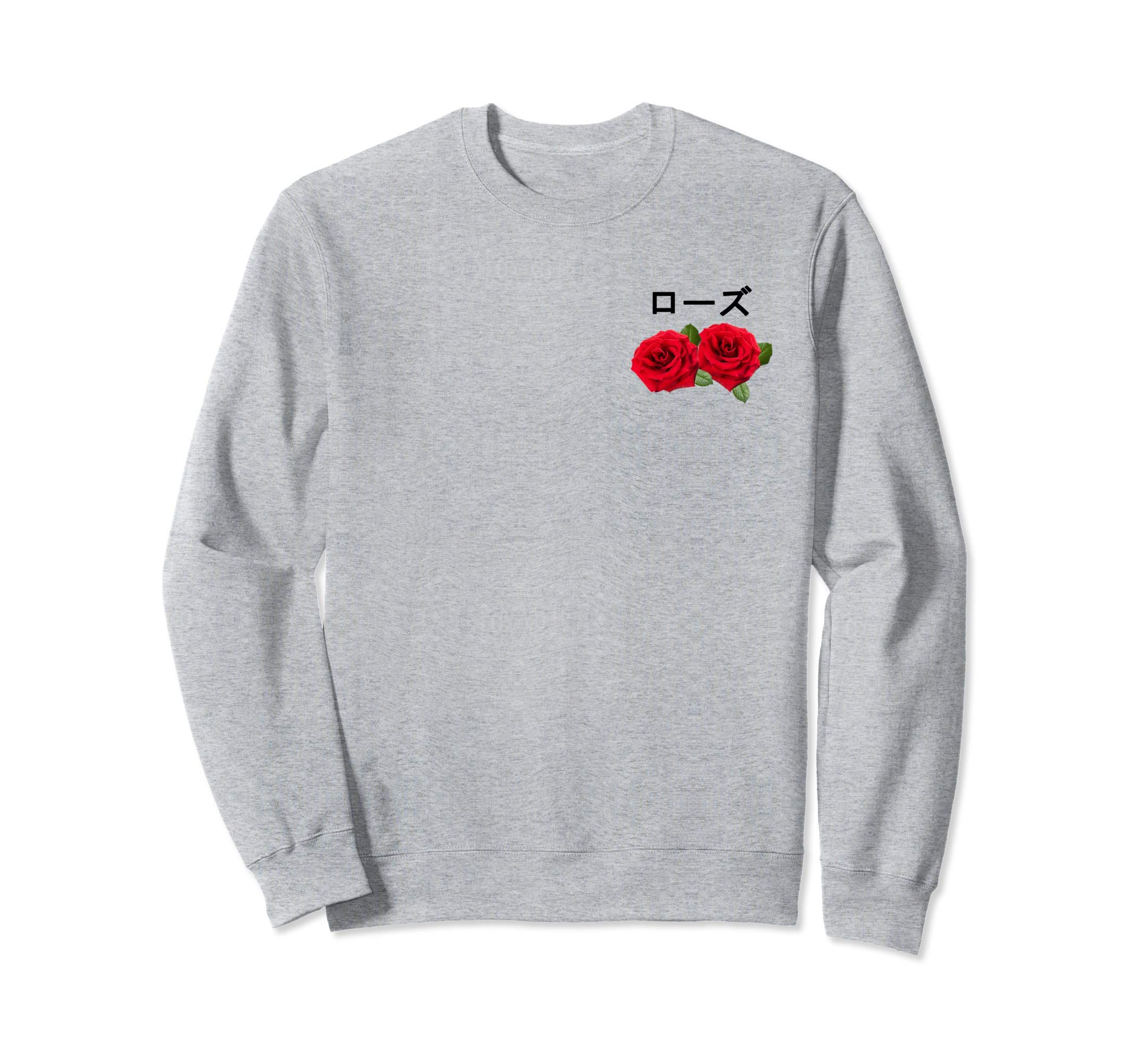 

Свитшот Vaporwave Roses с японским текстом Подарок для фанатов вейпорвейва серый