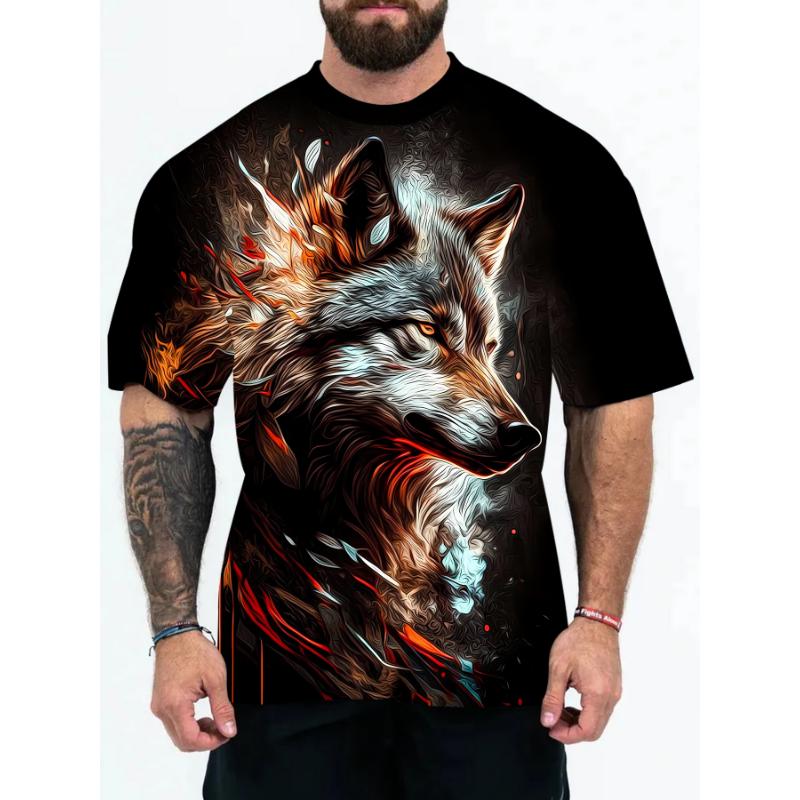 T-shirt Casual à Manches Courtes et Col Rond pour Homme - Impression Couleur 3D - Mode Casual