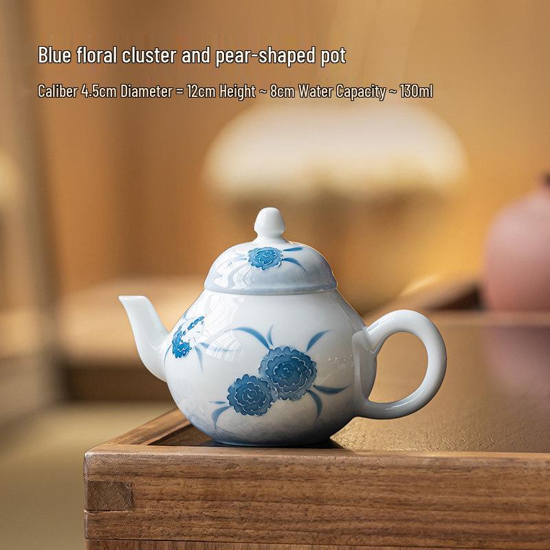 

Guanlan Handmade White Porcelain Teapot with Ball Hole Filter for Tea Brewing – Pear-Shaped Underglaze Ceramic Pot. No size specification