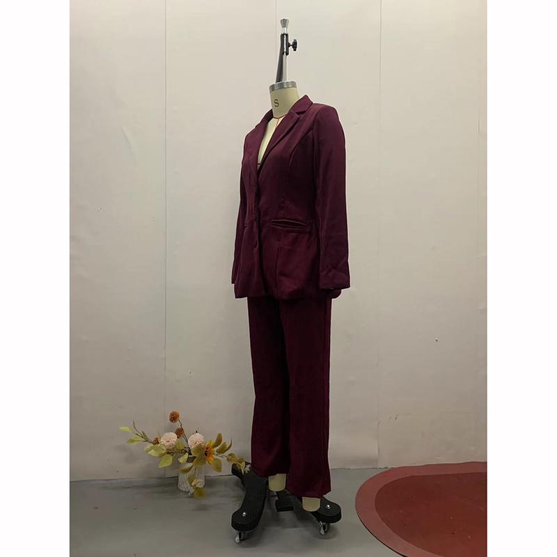 Bürodame Blazer Mantel Hosen Set Damen Einreiher Langarm Mäntel Slim Bleistifthosen