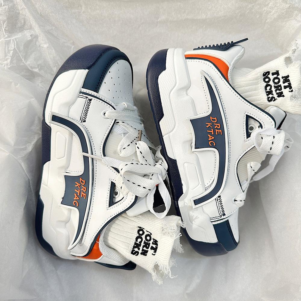 

thick-soled round head microfiber upper non-slip Hong Kong-style casual sports shoes white 41 синій